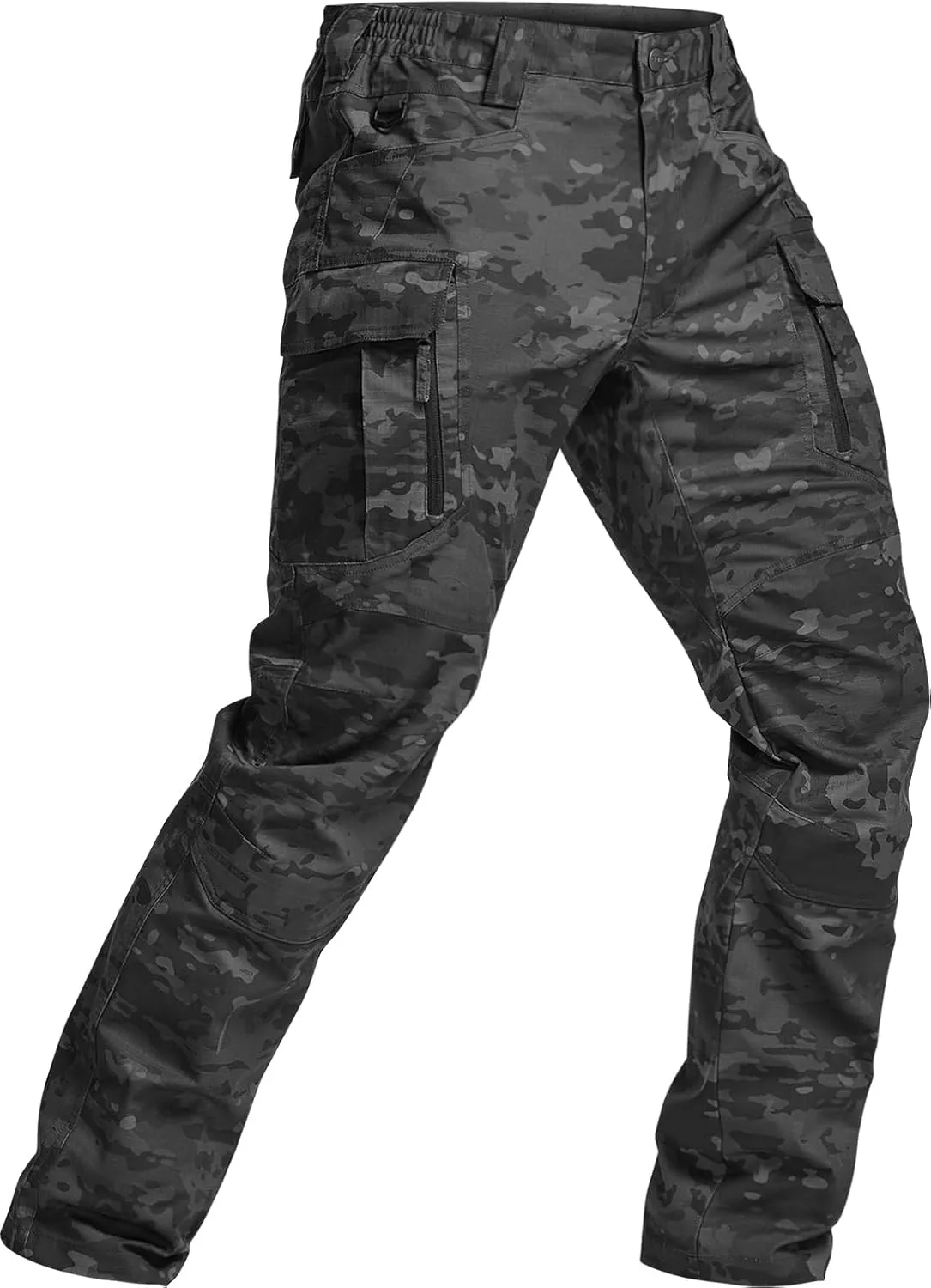 CQR Men's Flex Stretch Tactical Pants, Water Resistant Ripstop Cargo Pants, Lightweight EDC Outdoor Work Hiking Pants