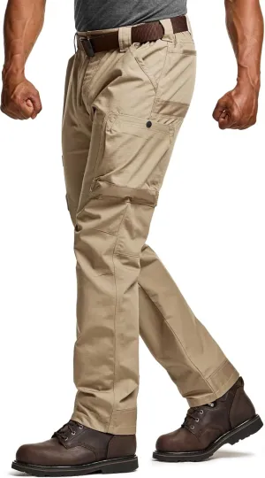 CQR Men's Quick Dry Work Pants, Water Resistant Outdoor Tactical Pants, Lightweight Stretch Cargo Hiking Pants