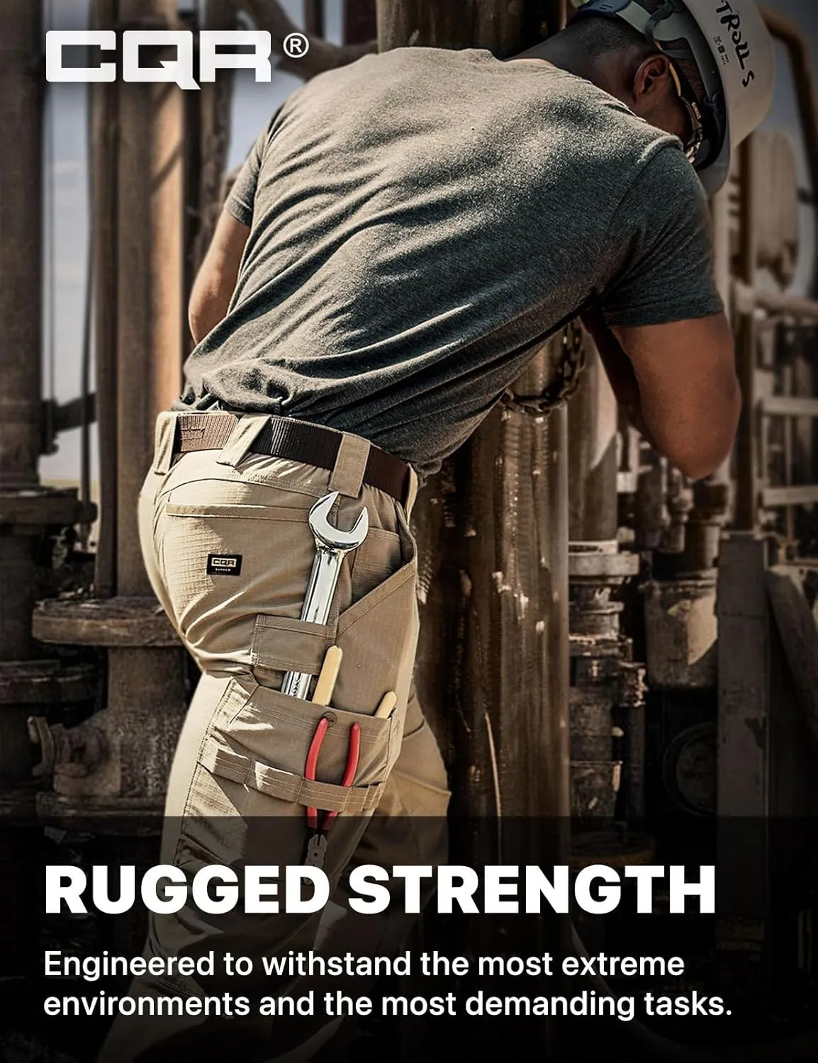 CQR Men's Quick Dry Work Pants, Water Resistant Outdoor Tactical Pants, Lightweight Stretch Cargo Hiking Pants
