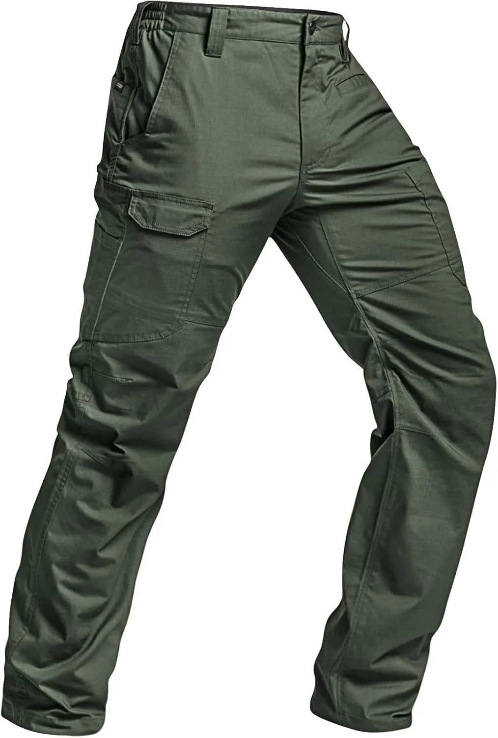 CQR Men's Utility Flex Cargo Pants, Classic-Fit Casual Stretch Work Pants, Water Resistant Lightweight Tactical Hiking Pants