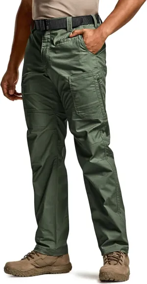 CQR Men's Utility Flex Cargo Pants, Classic-Fit Casual Stretch Work Pants, Water Resistant Lightweight Tactical Hiking Pants