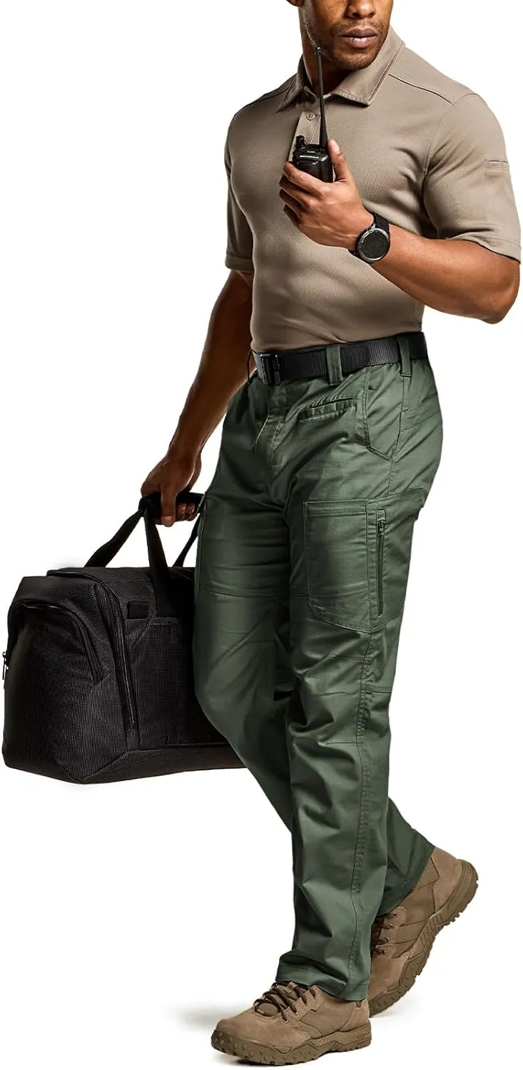CQR Men's Utility Flex Cargo Pants, Classic-Fit Casual Stretch Work Pants, Water Resistant Lightweight Tactical Hiking Pants