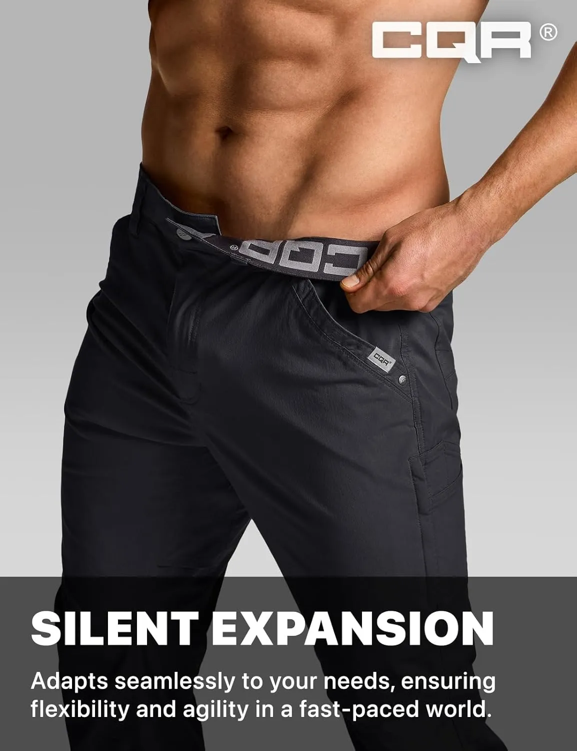 CQR Men's Vent Stretch Pants, Quick Dry Lightweight Casual Cargo Pants, Water Resistant Straight-Fit Utility Work Pants