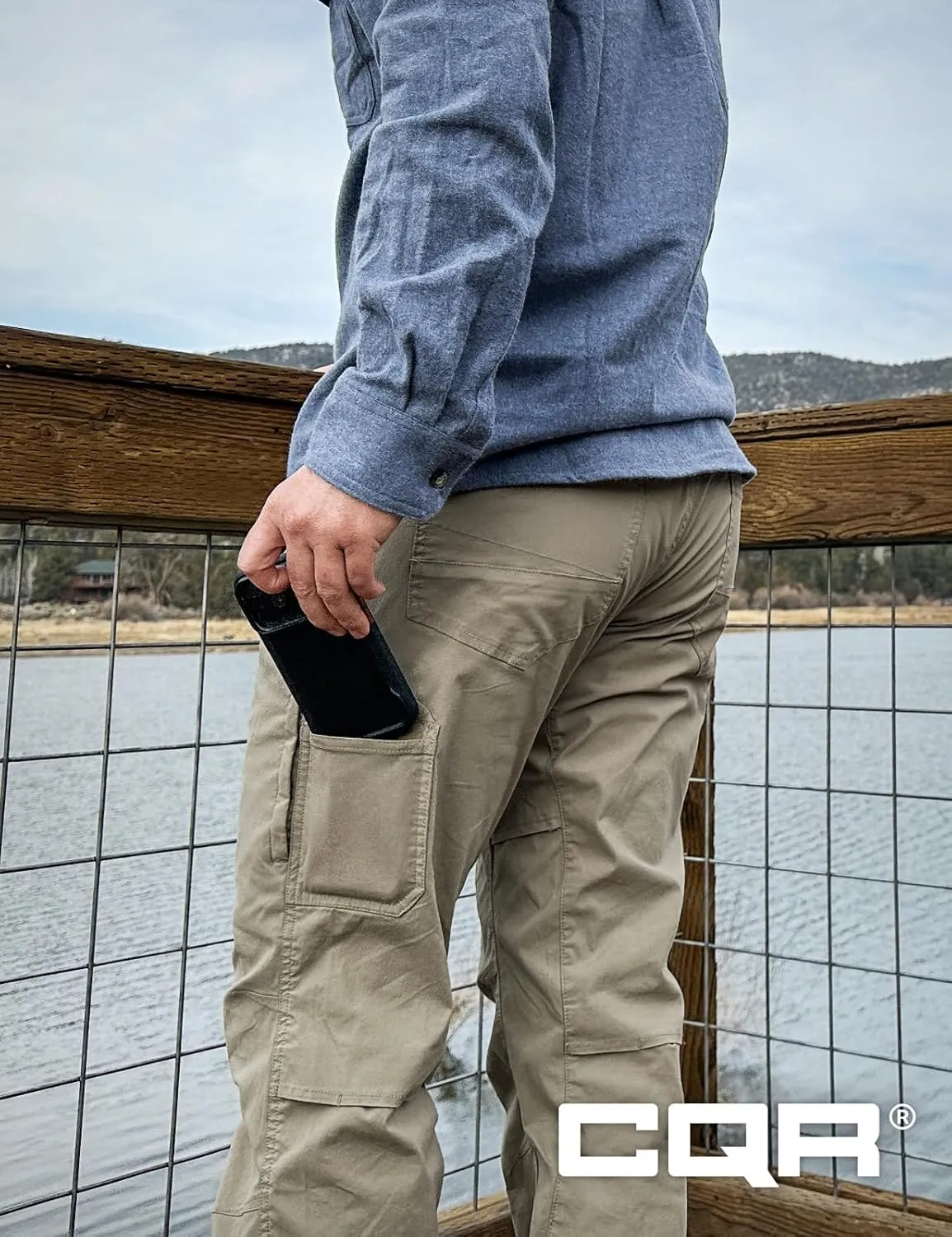 CQR Men's Vent Stretch Pants, Quick Dry Lightweight Casual Cargo Pants, Water Resistant Straight-Fit Utility Work Pants