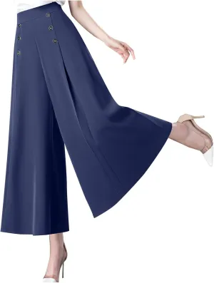 Culottes for Women Summer Dress Pants 2024 Work High Waist Business Casual Wide Leg Long Palazzo Pants Regular Size