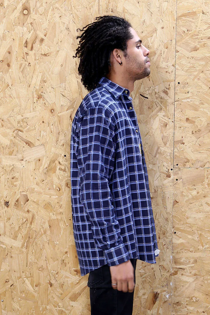 Dark Blue Chequered Flannel Shirt