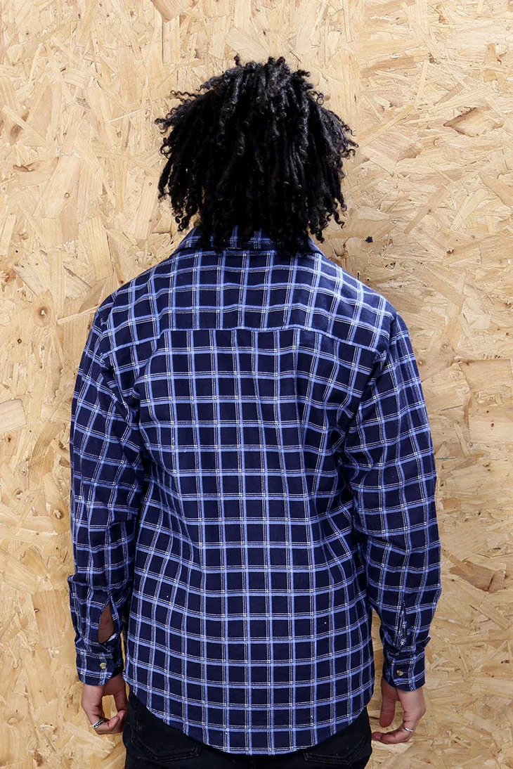 Dark Blue Chequered Flannel Shirt