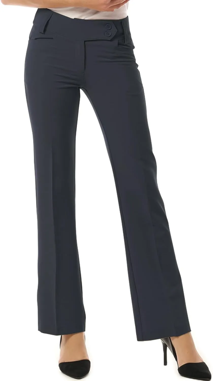 Design by Olivia Women's Relaxed Boot-Cut Office Pants Trousers Slacks