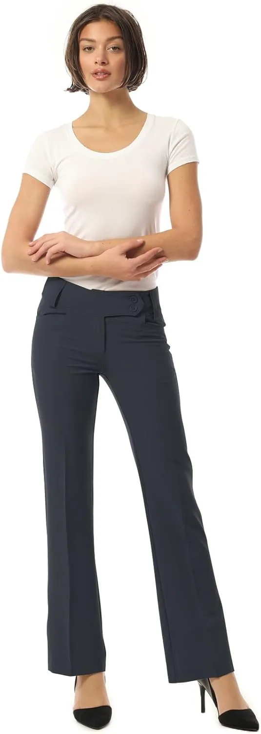 Design by Olivia Women's Relaxed Boot-Cut Office Pants Trousers Slacks