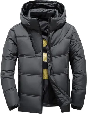 Down Winter Coats for Men Waterproof Hooded Puffer Jacket Cotton Padded Warm Outerwear with Pockets
