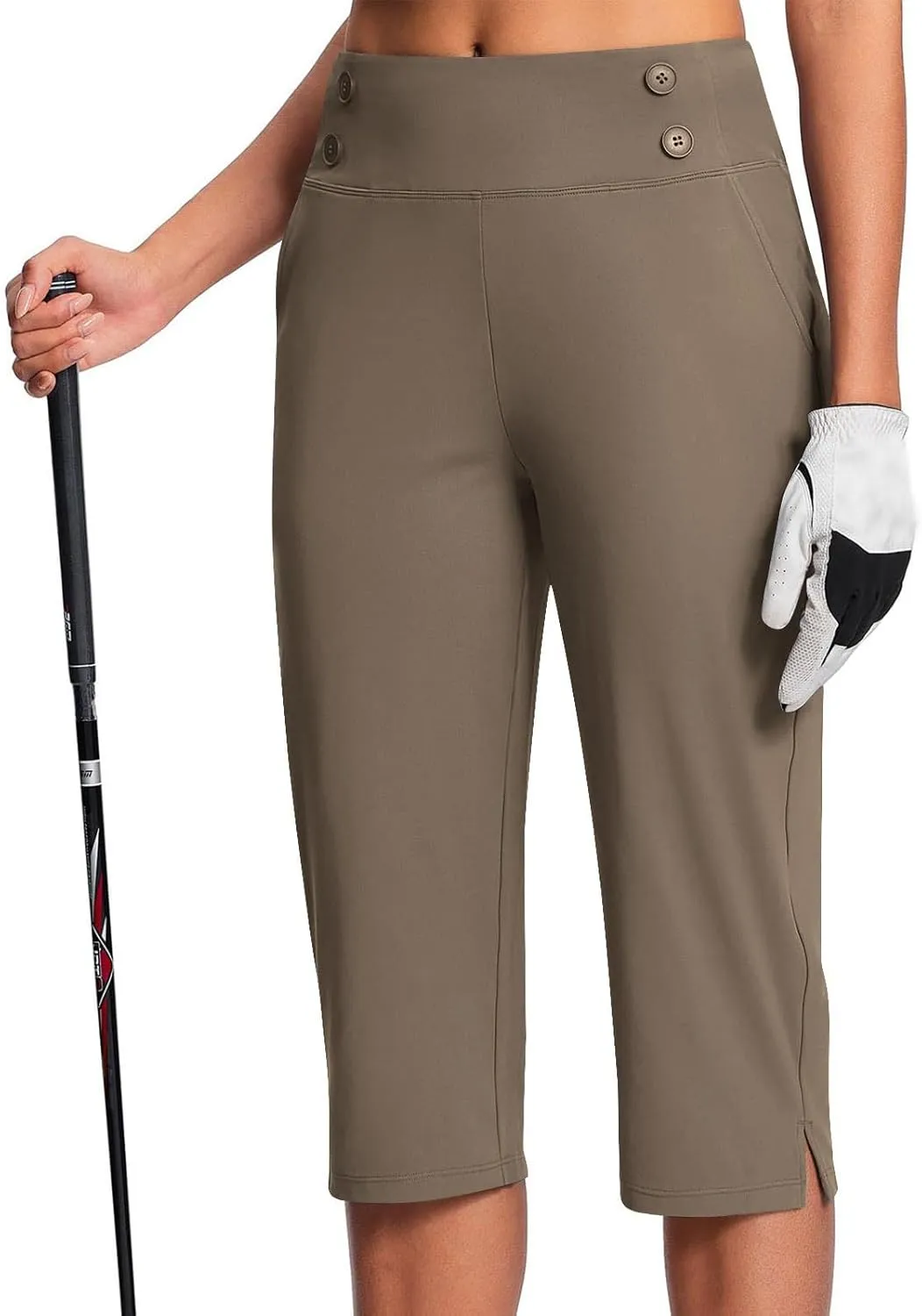 Dressy Capri Pants for Women High Waist Stretch Office Work Crop Pant Soft Dress Suit Pants Yoga Slacks with Pocket