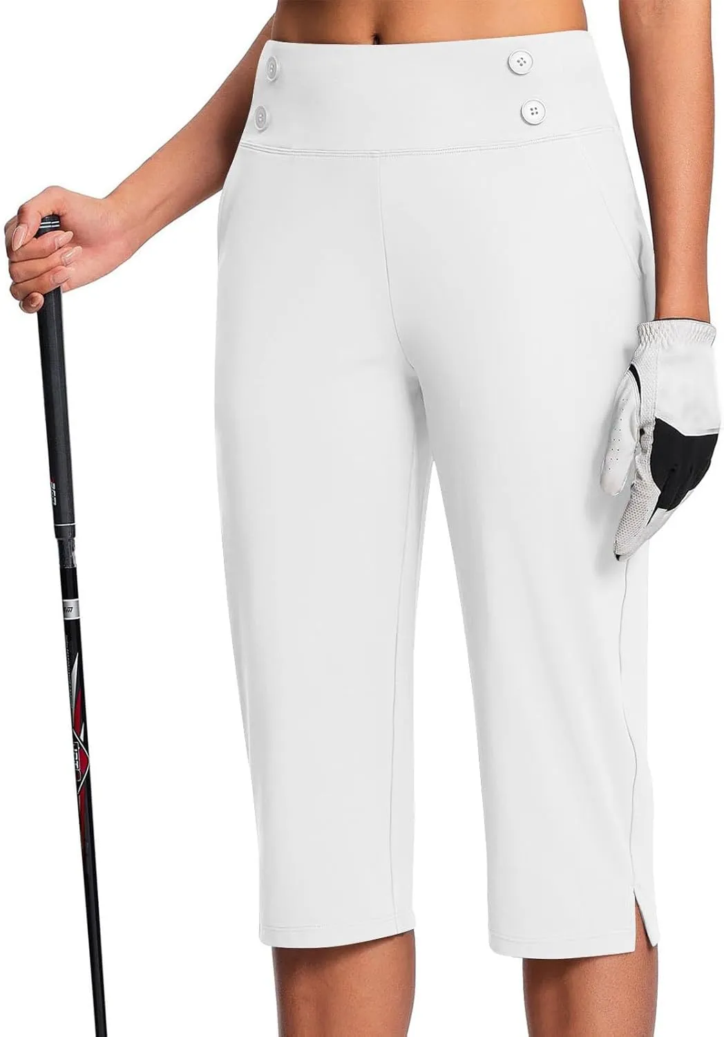 Dressy Capri Pants for Women High Waist Stretch Office Work Crop Pant Soft Dress Suit Pants Yoga Slacks with Pocket