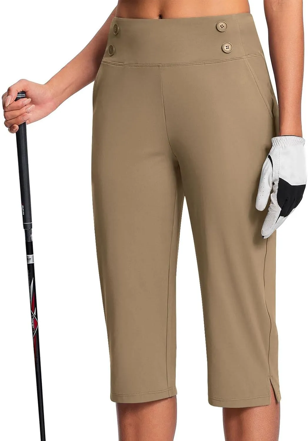 Dressy Capri Pants for Women High Waist Stretch Office Work Crop Pant Soft Dress Suit Pants Yoga Slacks with Pocket