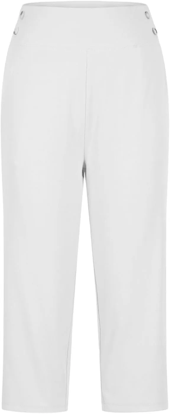 Dressy Capri Pants for Women High Waist Stretch Office Work Crop Pant Soft Dress Suit Pants Yoga Slacks with Pocket