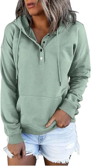 Dressy Casual Hoodies For Women Long Sleeve Pullover Tops Drawstring Hooded Sweatshirts Fall Fashion Outfits 2024