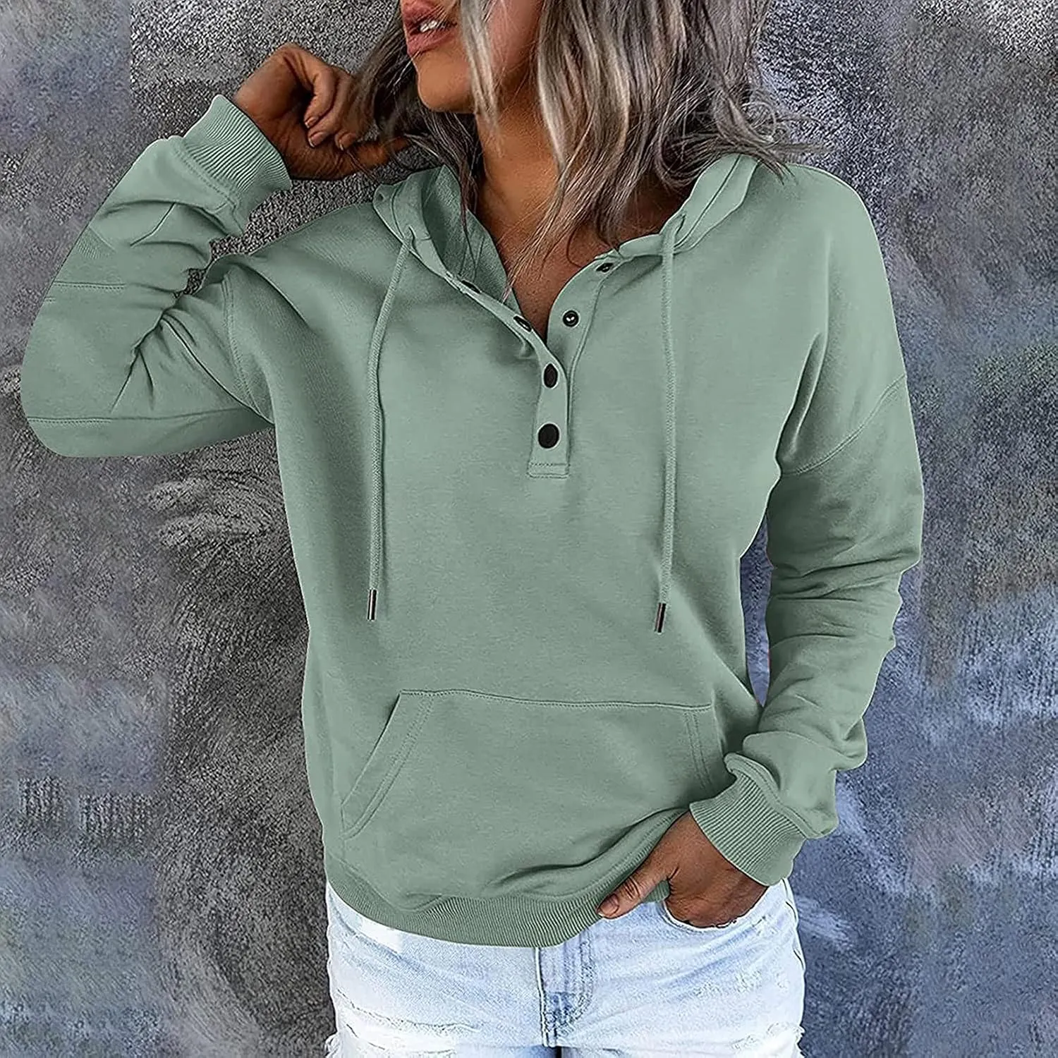 Dressy Casual Hoodies For Women Long Sleeve Pullover Tops Drawstring Hooded Sweatshirts Fall Fashion Outfits 2024