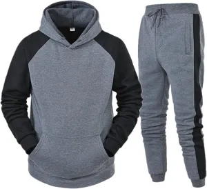 DuDubaby Faux Fur Hoodie For Men Hooded Sportswear Two Piece Long Sleeved Pullover Hoodie Sweatshirt Sweatpants Set