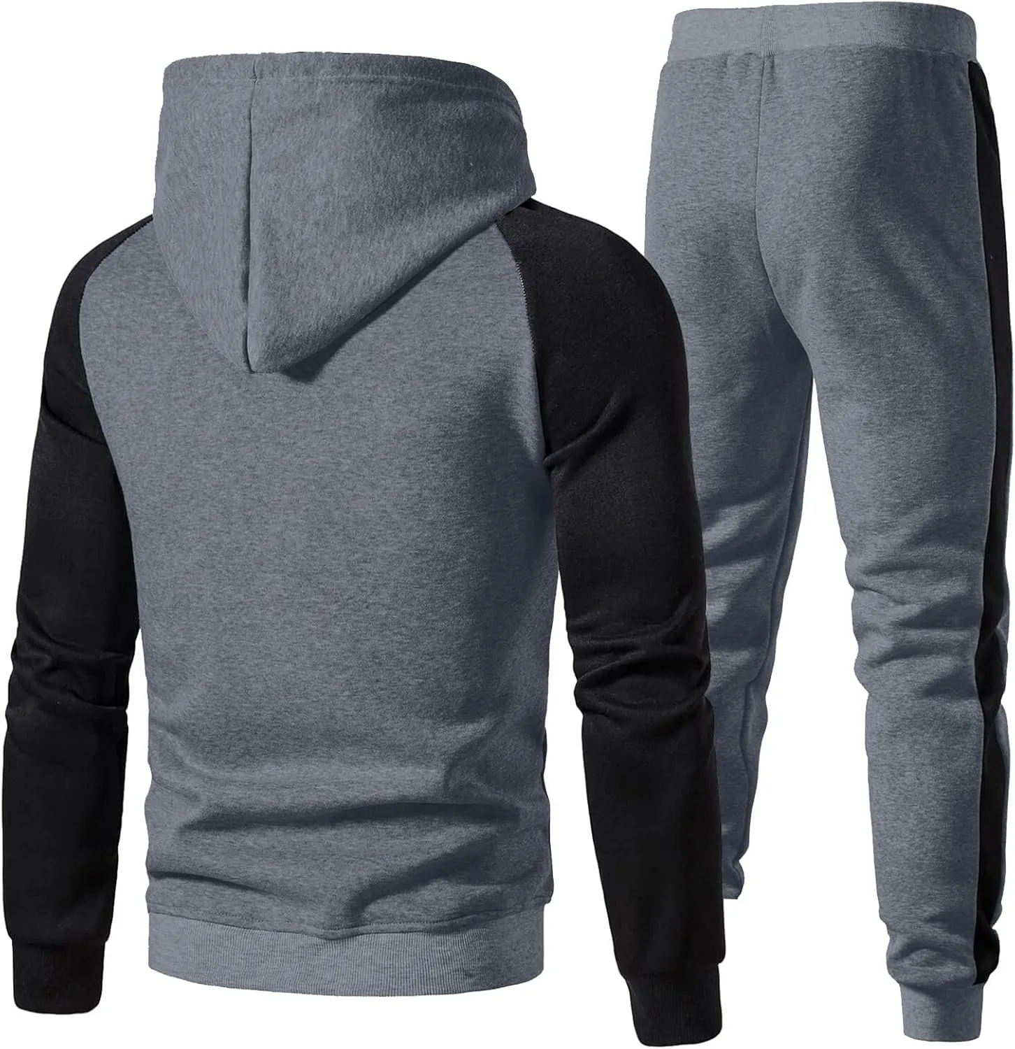 DuDubaby Faux Fur Hoodie For Men Hooded Sportswear Two Piece Long Sleeved Pullover Hoodie Sweatshirt Sweatpants Set