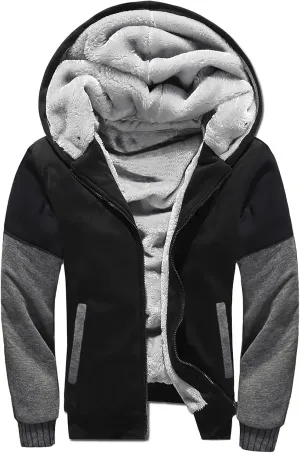DuDubaby Hoodies for Men Big and Tall Long Sleeve Hoodie Men Winter Warm Fleece Hooded Zipper Sweater Jacket Outwear Coat