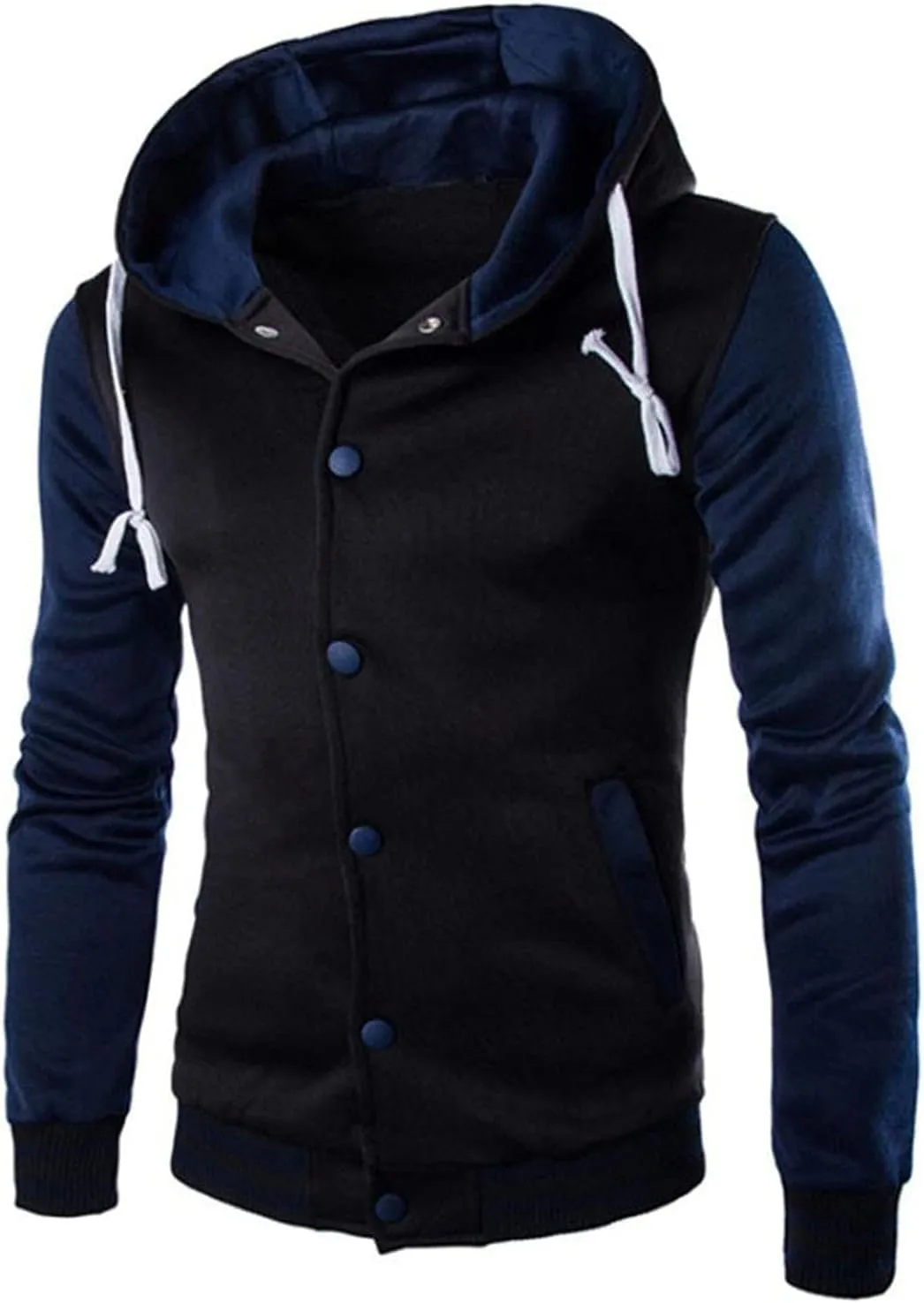 DuDubaby Men Tops Plus Size Casual Loose Hooded Long Sleeve Padded Sweatshirt Pullover Big Pockets