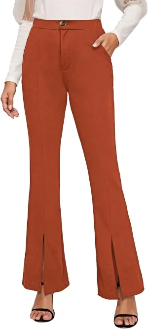 EVALESS Womens Dress Pants 2024 Fashion High Waisted Casual Flare Pants Slim Stretch Business Work Pants