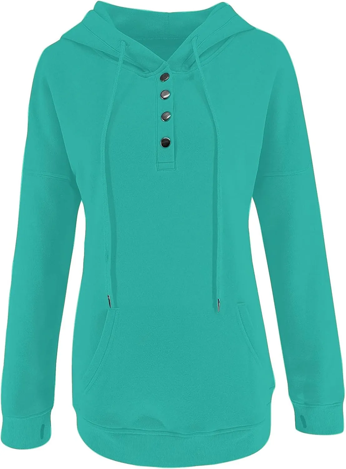 Fall Hoodies for Women Fashion 2023 Button Down Thumb Hole Hooded Sweatshirt Casual Pullover Tops with Kangaroo Pocket