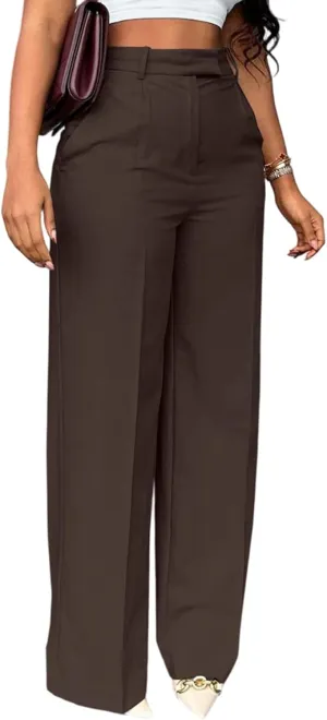 Famnbro Womens Dress Pants Slacks High Waisted Wide Leg Yoga Business Work Pants Trousers