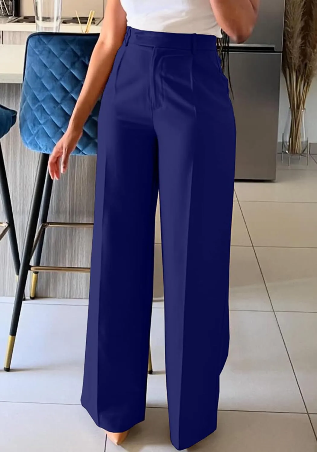 Famnbro Womens Dress Pants Slacks High Waisted Wide Leg Yoga Business Work Pants Trousers