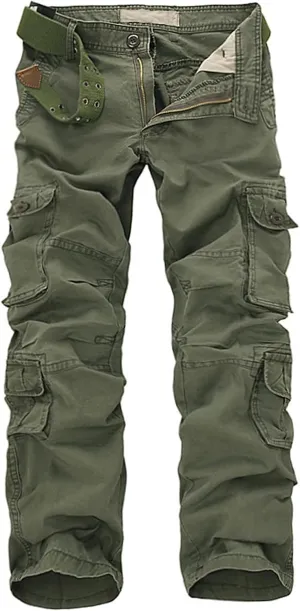 Finelylove Men's Cargo Pants Heavyweight Flex Construction Work Pants Ripstop Outdoor Hiking Pants with Multi Pockets