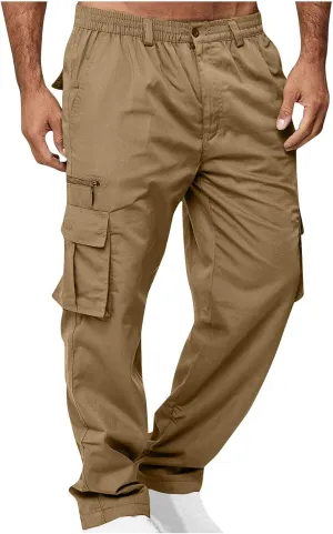 Finelylove Mens Cargo Pants Loose Fit Casual Cargo Sweatpants Outdoor Straight Flex Athletic Pants Work Hiking Joggers