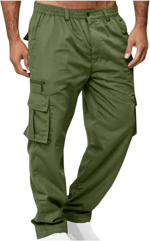 Finelylove Mens Cargo Pants Loose Fit Casual Cargo Sweatpants Outdoor Straight Flex Athletic Pants Work Hiking Joggers