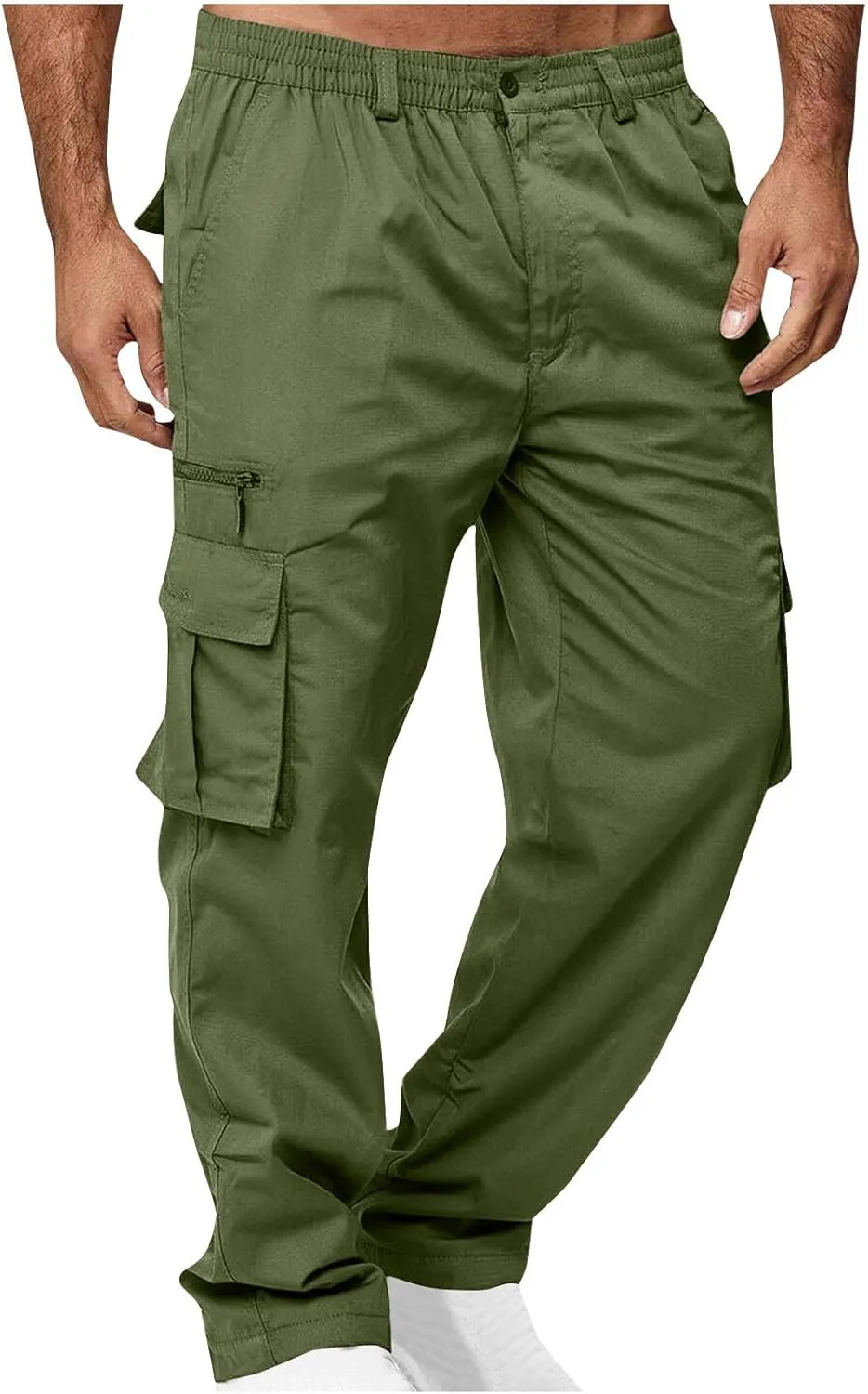 Finelylove Mens Cargo Pants Loose Fit Casual Cargo Sweatpants Outdoor Straight Flex Athletic Pants Work Hiking Joggers