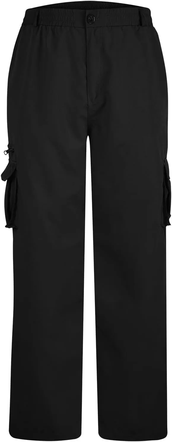 Finelylove Mens Cargo Pants Loose Fit Casual Cargo Sweatpants Outdoor Straight Flex Athletic Pants Work Hiking Joggers