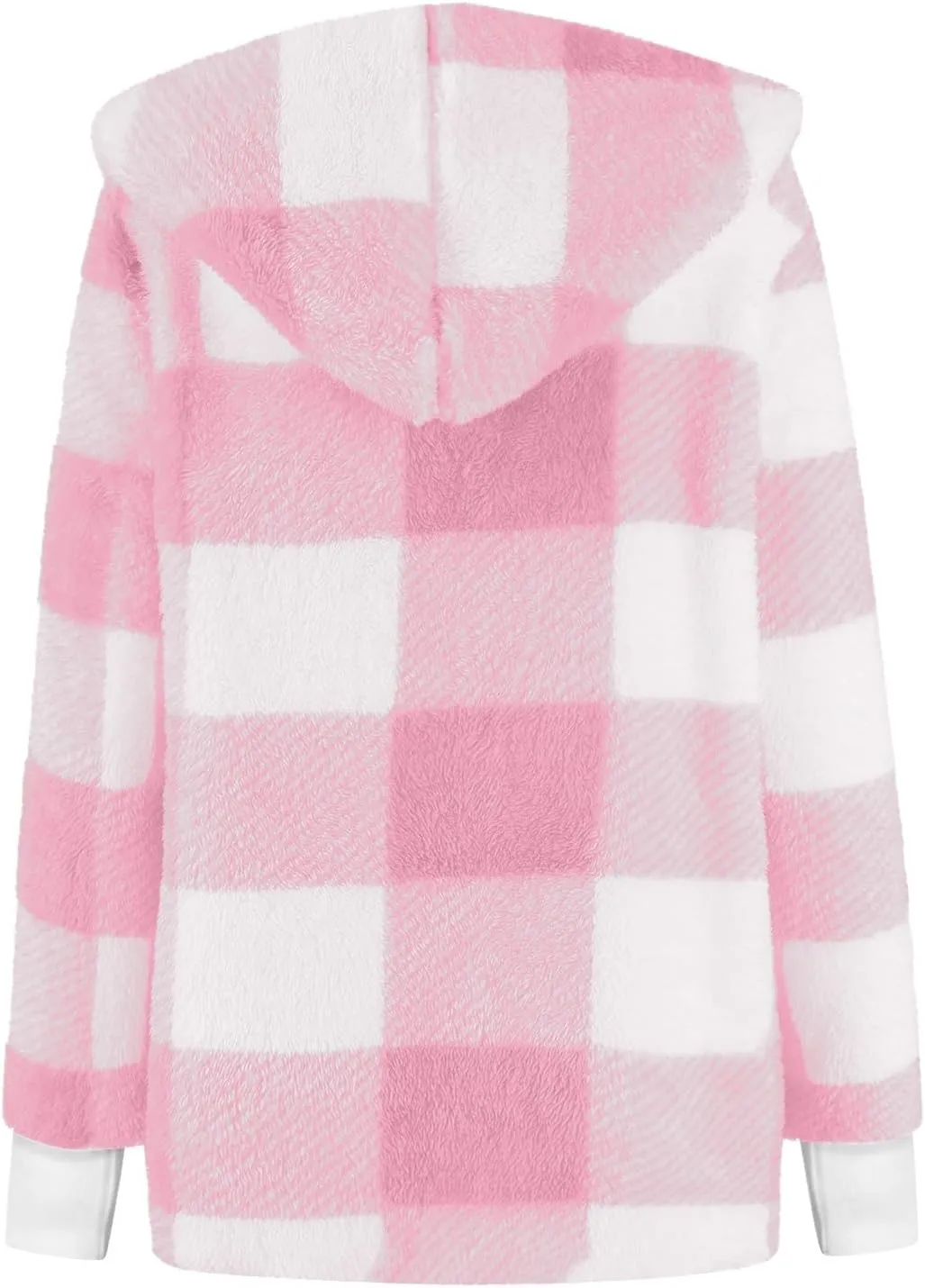 Flannel Jacket Women Sherpa Lined Open Front Hooded Cardigan Sweaters Plus Size Plaid Shacket Fall Winter Teddy Coat