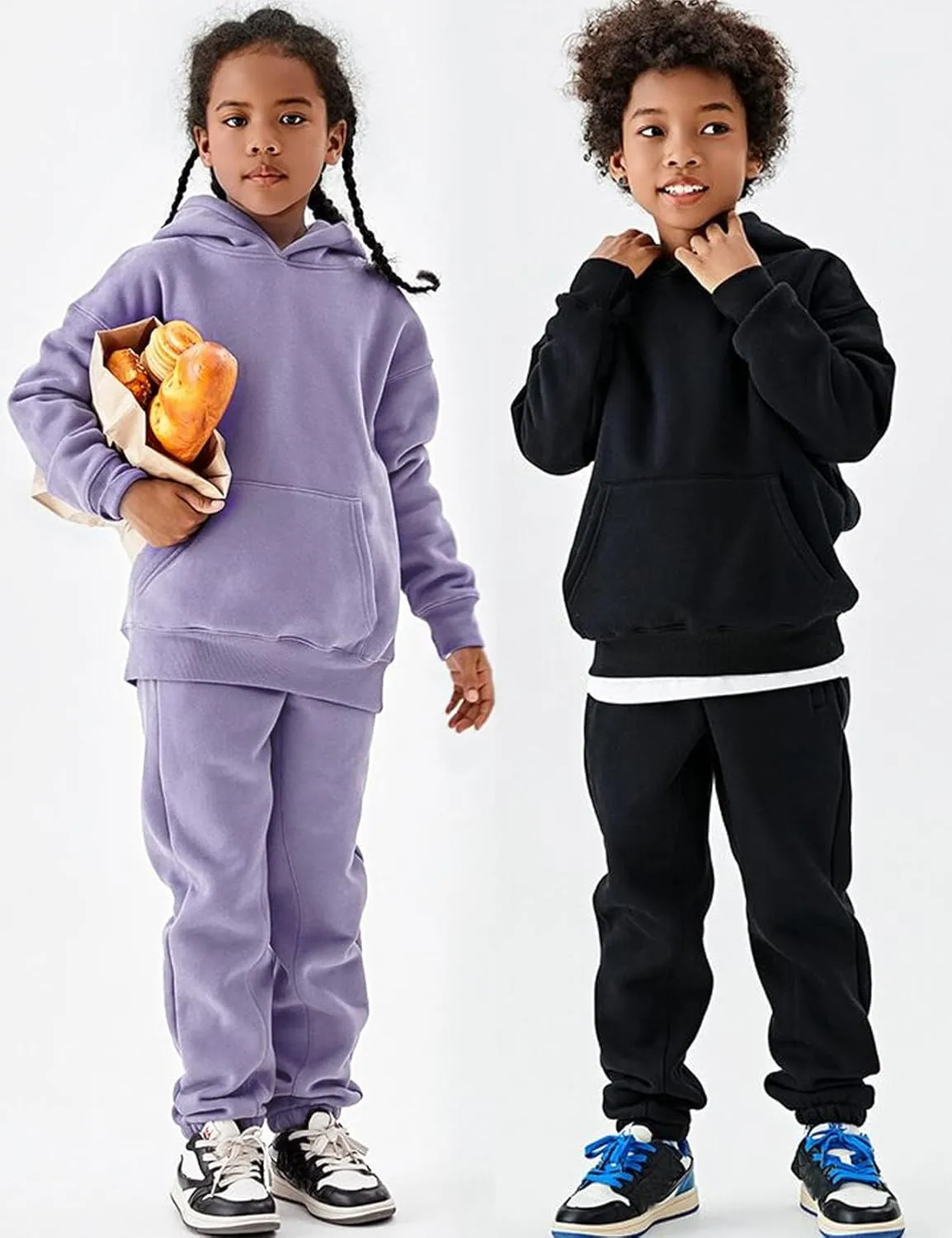 Flygo Unisex Boys Girls Fleece Lined Sherpa Hoodie Kids Warm Winter Hoodies Pullover Hooded Sweatshirt Sweater 4-13Y