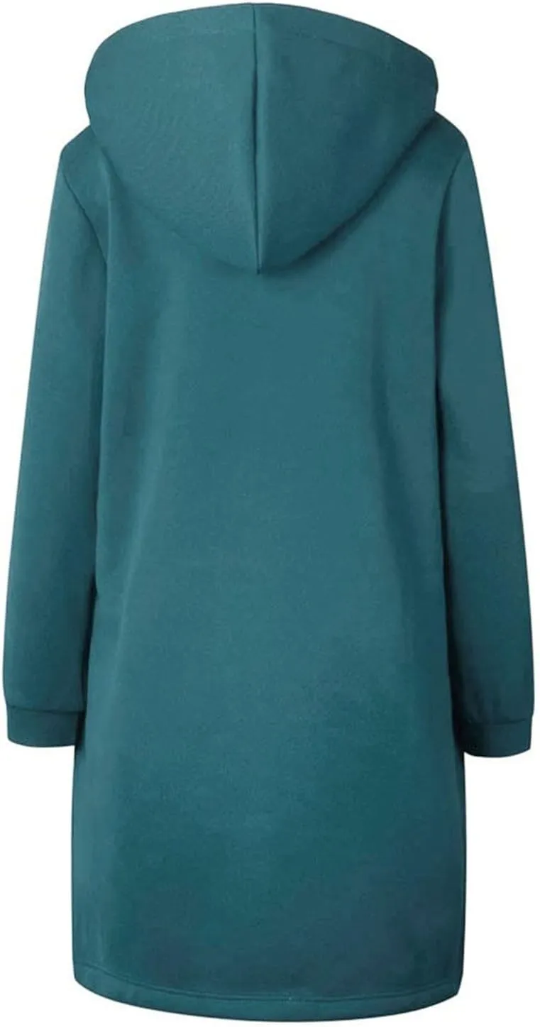 Full Zip Up Hoodies for Women Lightweight Long Sleeve Long Tunic Sweatshirt Oversize Casual Loose Outdoor Jackets Pockets