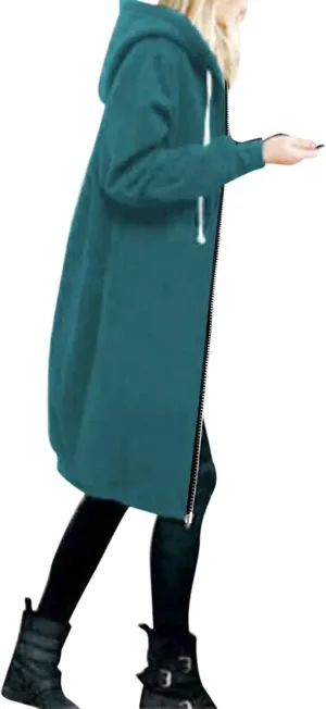 Full Zip Up Hoodies for Women Lightweight Long Sleeve Long Tunic Sweatshirt Oversize Casual Loose Outdoor Jackets Pockets