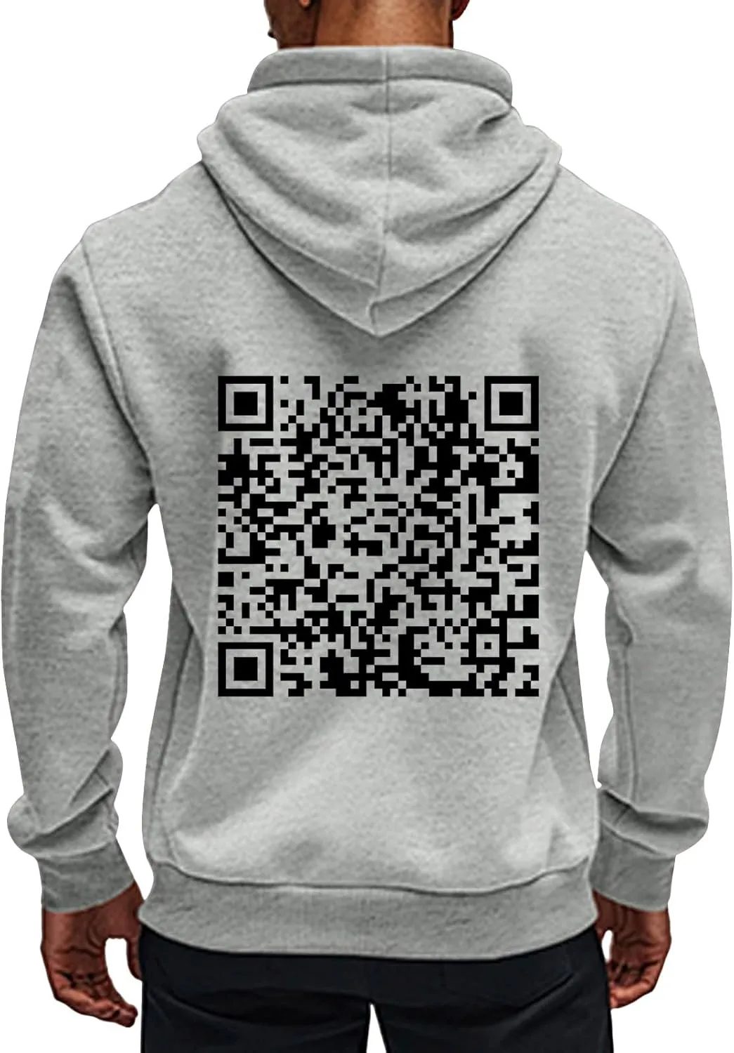 Funny Fuck You Qr Code Hoodie Casual Lightweight Full Zip Jacket Men Sports Big And Tall Sweatshirt With Pocket