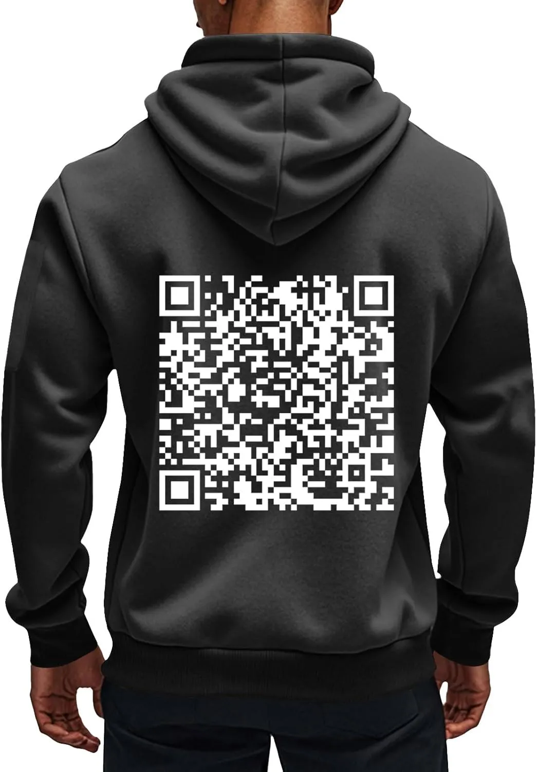 Funny Fuck You Qr Code Hoodie Casual Lightweight Full Zip Jacket Men Sports Big And Tall Sweatshirt With Pocket
