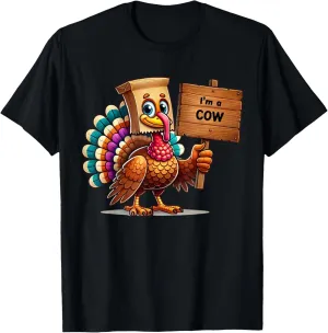 Funny Turkey Paper Bag Moo I'm a Cow Thanksgiving Family Men T-Shirt