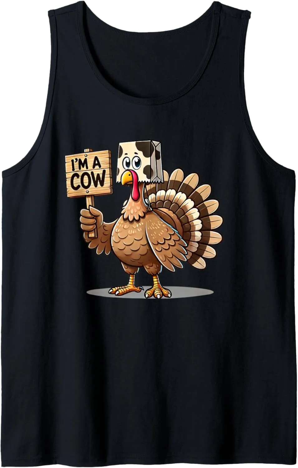 Funny Turkey Paper Bag Moo I'm a Cow Thanksgiving Family Men Tank Top