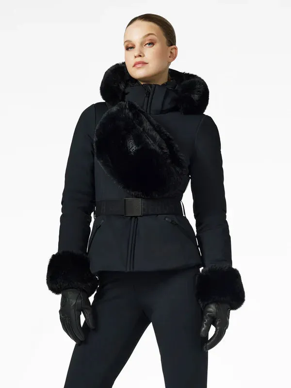 Giselle Faux Border Ski Jacket  - Black