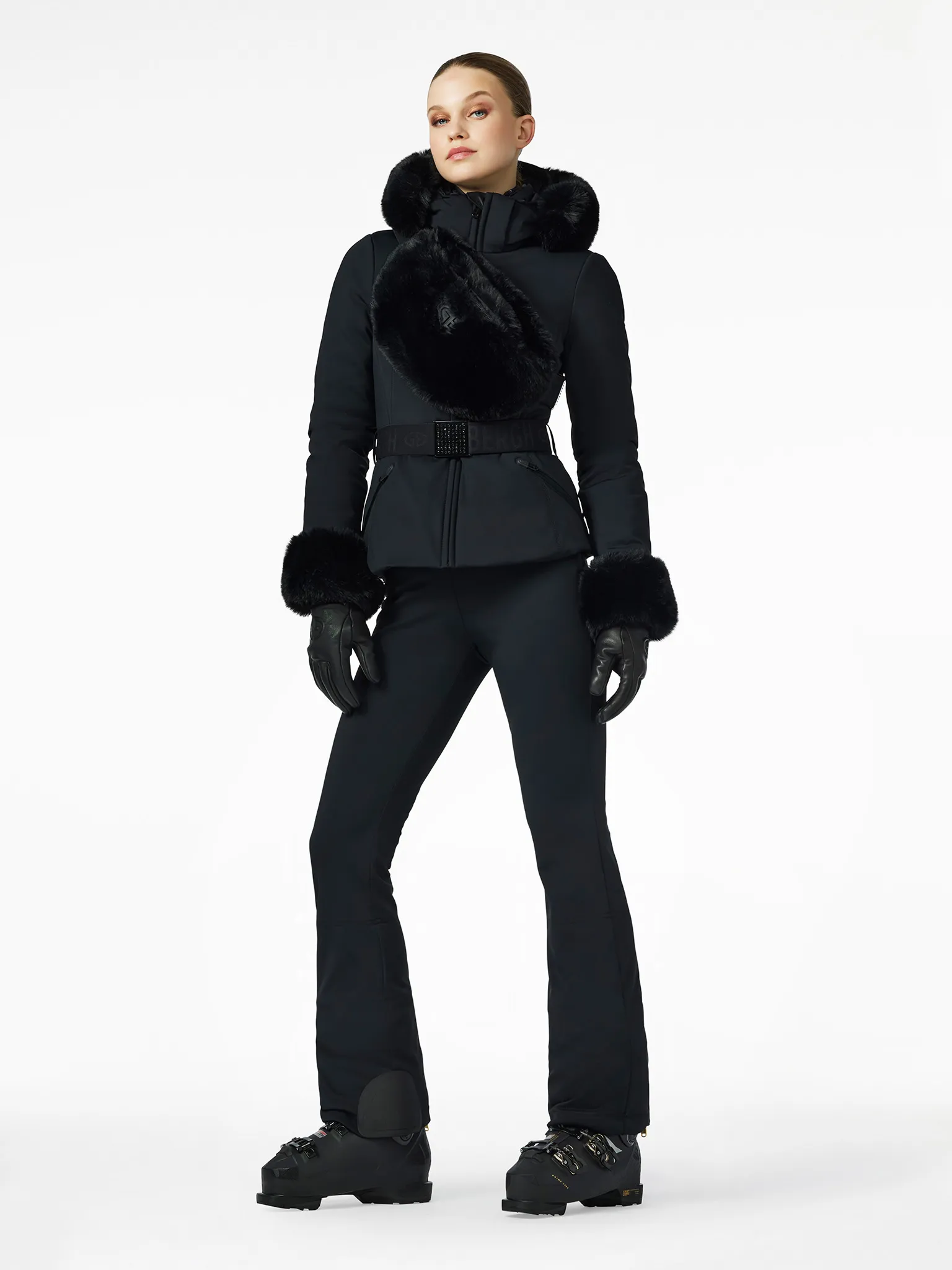Giselle Faux Border Ski Jacket  - Black