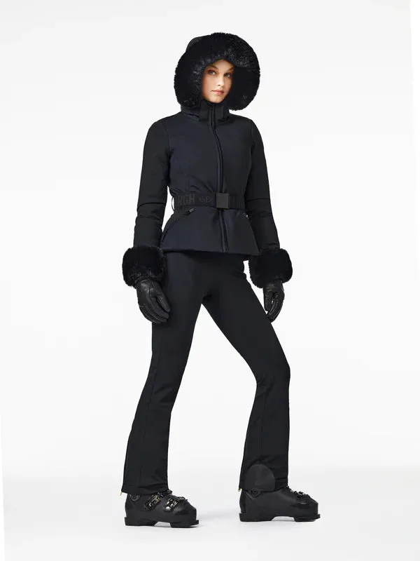 Giselle Faux Border Ski Jacket  - Black
