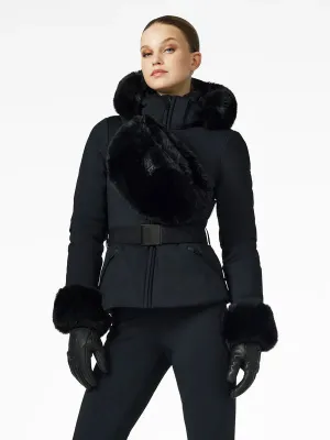 Giselle Faux Border Ski Jacket  - Black