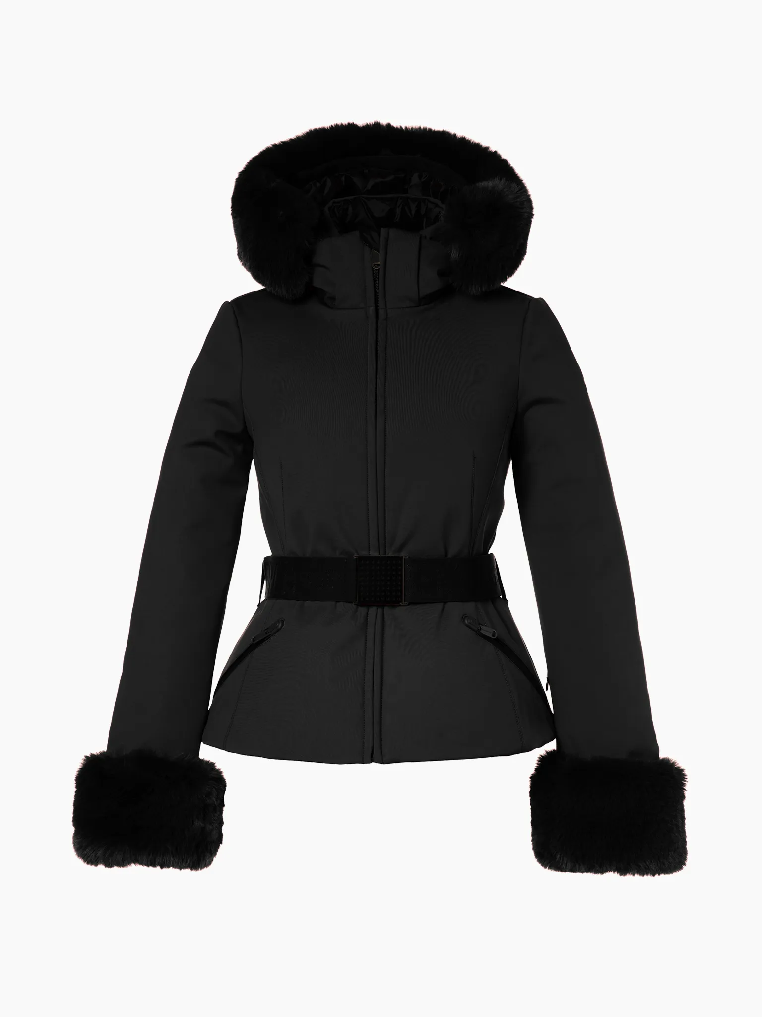 Giselle Faux Border Ski Jacket  - Black