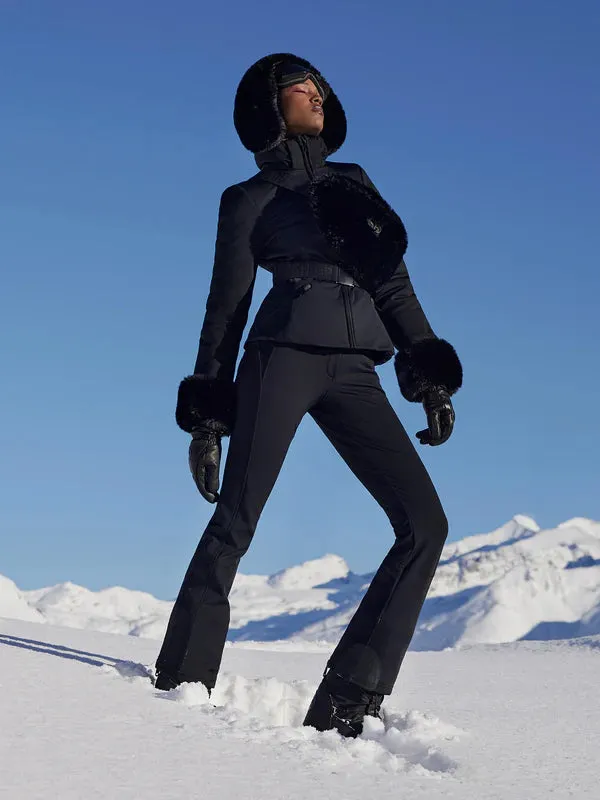 Giselle Faux Border Ski Jacket  - Black