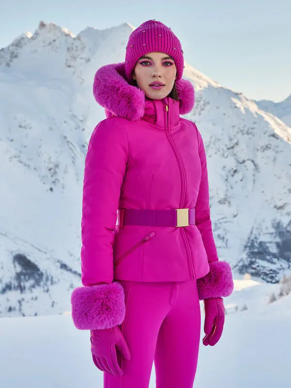 Giselle Faux Border Ski Jacket  - Pink