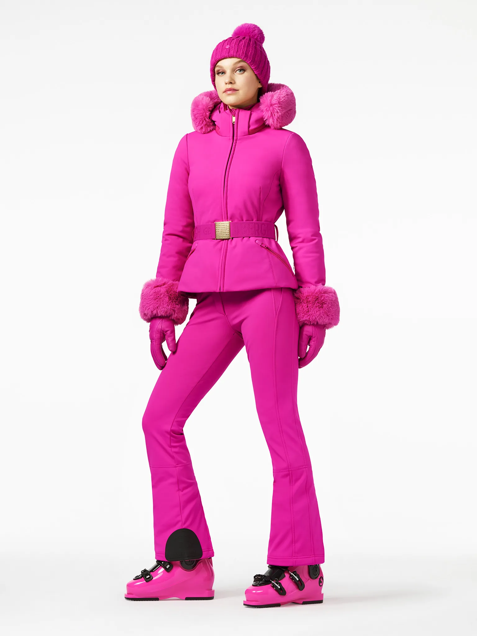 Giselle Faux Border Ski Jacket  - Pink