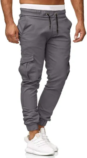 GOKKILRW Mens Chino Work Slim Fit Jogger Fashion Outdoor Cargo Hiking Pants Drawstring Athletic Workout Gym Sweatpant Trouser